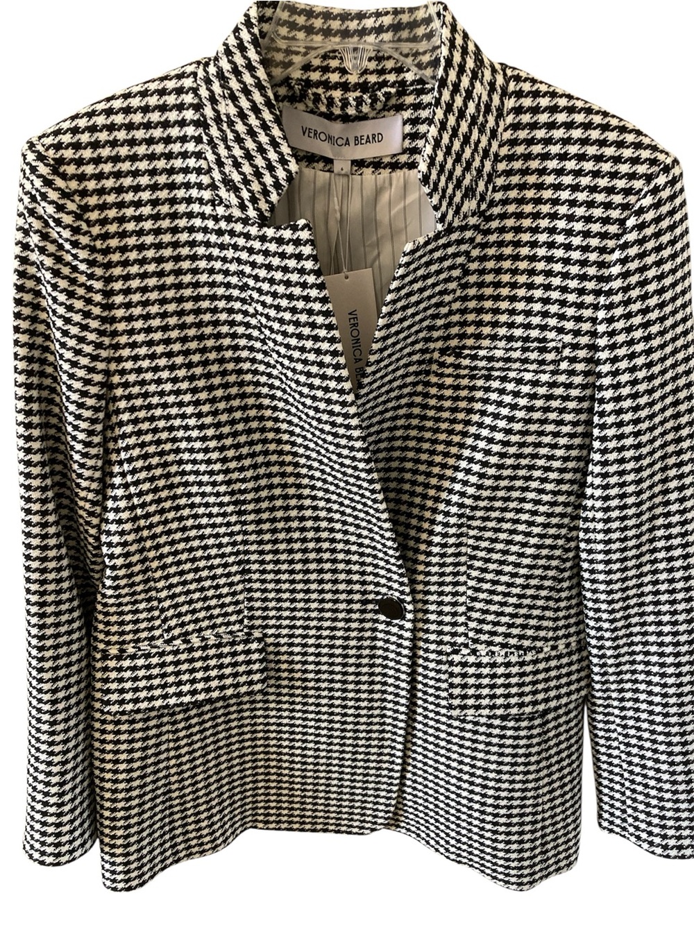 NWT Veronica Beard Wilshire Houndstooth Dickey Blazer Jacket Black/White 6
